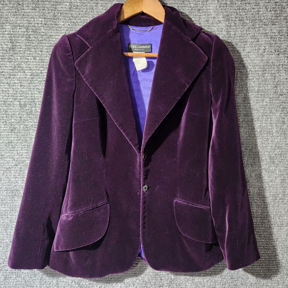 Dolce & Gabbana Velvet Purple Blazer Size 40